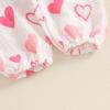 Baby Girls Valentine's Day Pants Sets Long Sleeve O Neck Romper Heart Print Pants Headband Sets