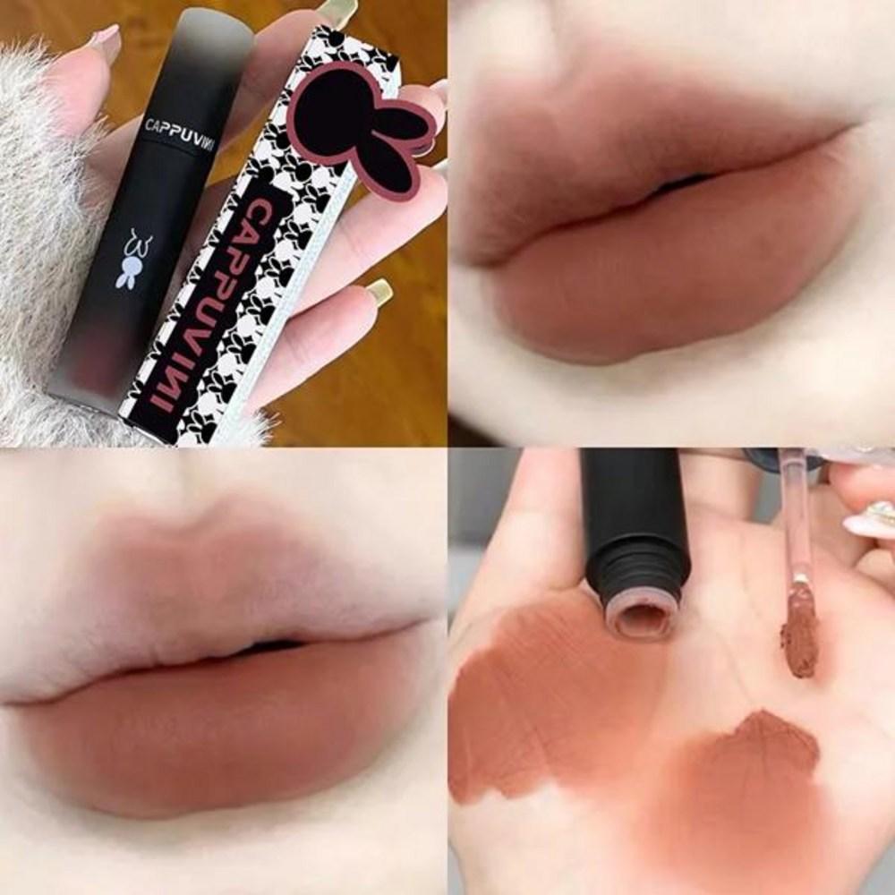 Lip Velvet Matte Mud Liquid Lipstick Waterproof Nude Gloss Long Lasting Nonstick Cup Women Glaze Cosmetics 6 Colors, 02