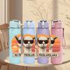 1PC No Probllama Sunglasses Llama 750ml Color Plastic Sports Water Bottle Leakproof Flip Straw Lid Suitable for Sports Office Home Use