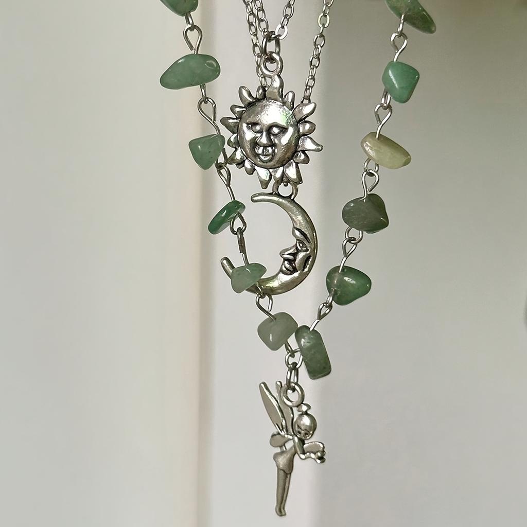 Набор из 3 богемных многослойных ожерелий, простое ожерелье с подвеской в виде полумесяца и солнца