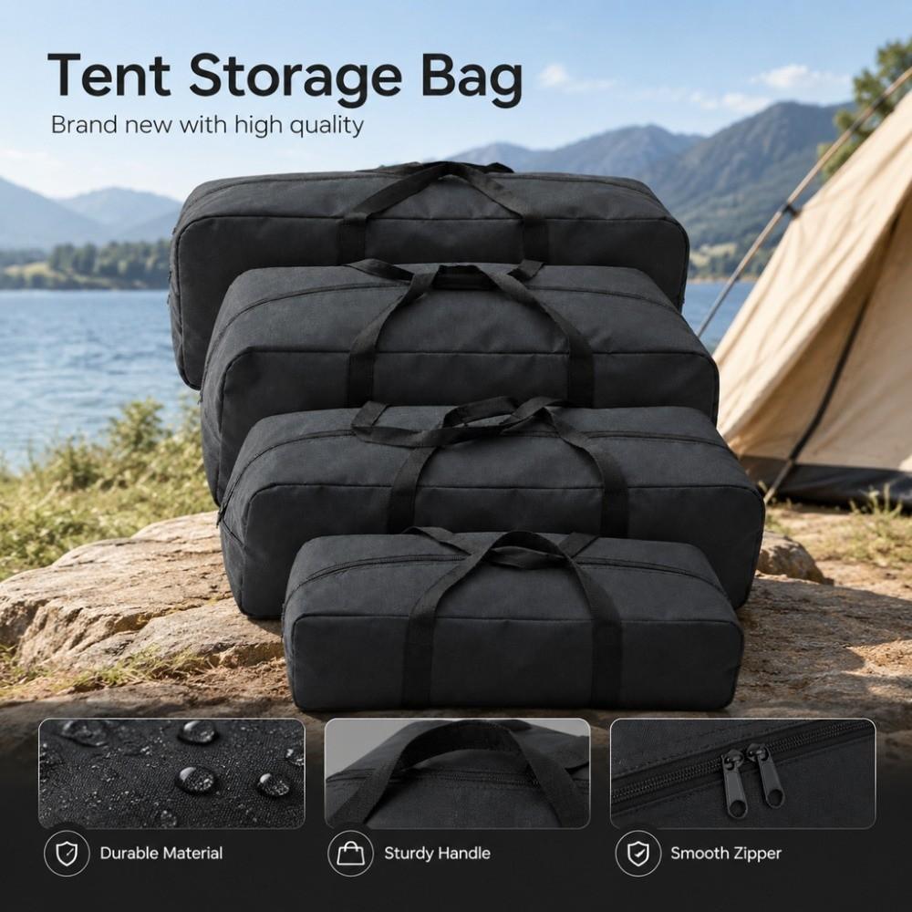 Black Travel Picnic Handbag Large Tent Storage Bag Canvas Canopy Pole Bag Outdoor Supplies