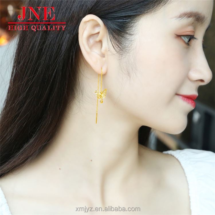 Vietnam Sand Gold Butterfly Long Tassel Ear Line  Gold-Plated Car Flower Transfer Gold Beads Temperament Ear Line Earrings