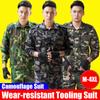 Men Hunting Clothes Set Military Jacket + Pants Camouflage Outdoor Jacket Suit Thickened Wear-resistant Tooling Overalls Suit(No Hat No Belt)