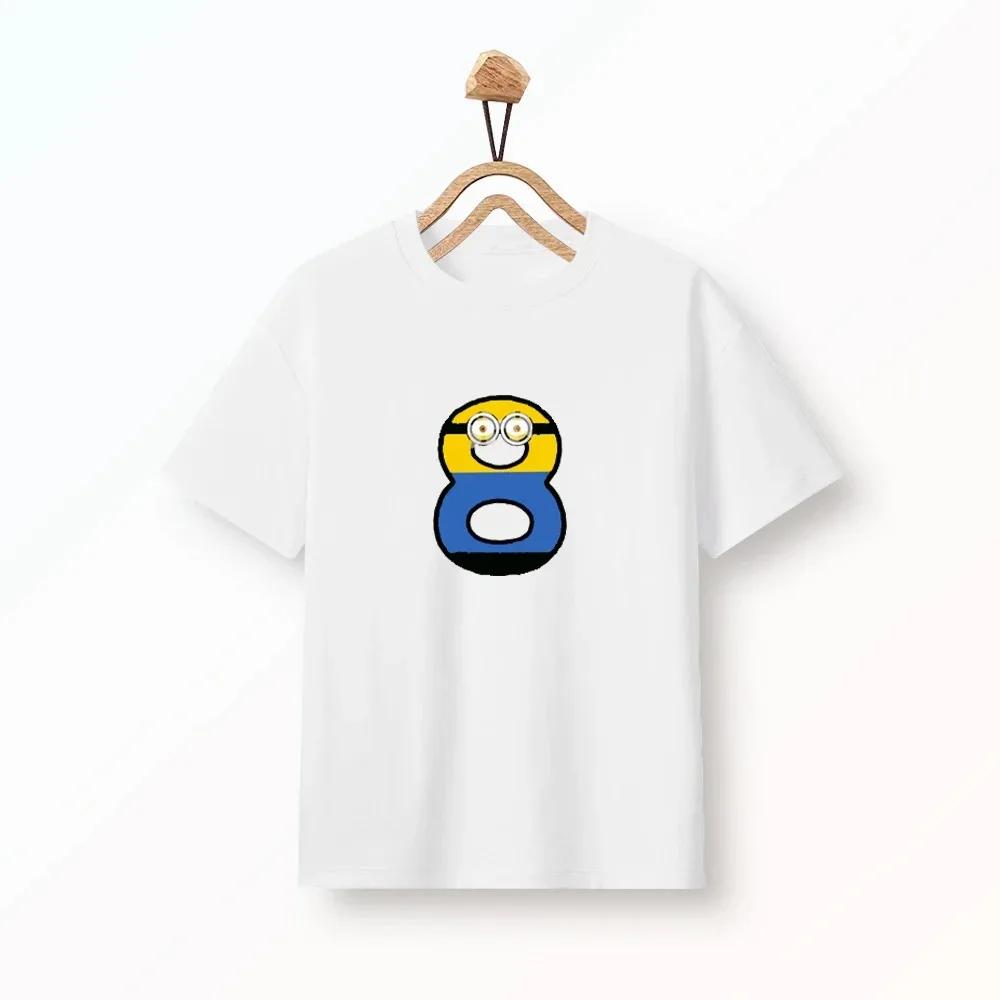 Детская модная футболка на день рождения с мультяшными Миньонами, для улицы, с круглым вырезом, подходящая