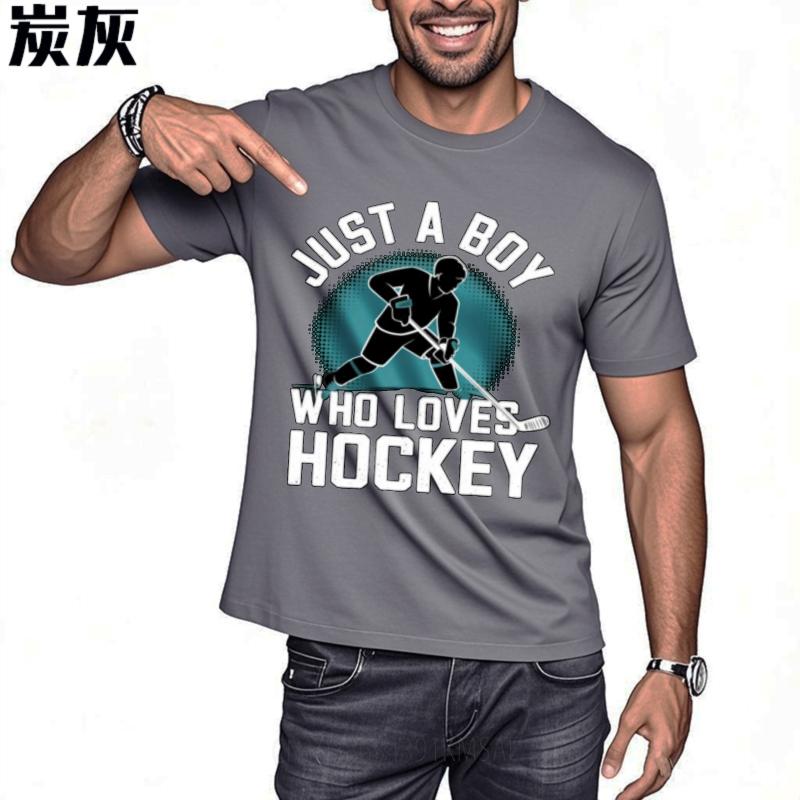 Rock For Her Oneck Tshirt Cotton Just A Boy Who Loves Hockey Minimalist Boys Teeshirt Relaxed Fit Tshirt Oversized Tshirt