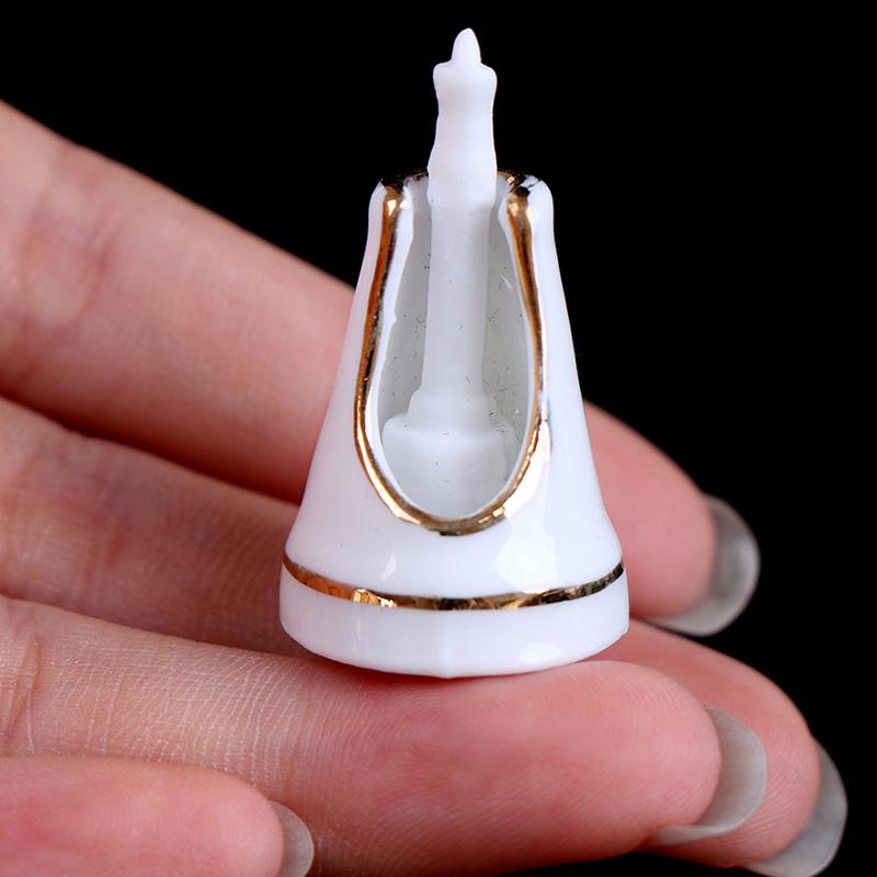 5Pcs 1:12 Dollhouse Miniature Porcelain Bathroom Set Toilet Basin Bathtub Mirror