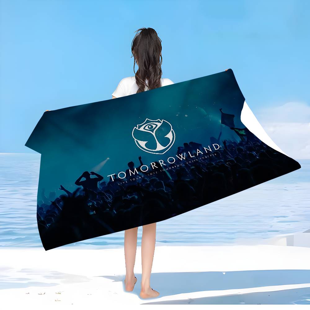 T-Tomorrowlands Музыкальный Логотип Микрофибра Пляжное Полотенце Впитывающее Быстросохнущее Мягкое Для Йоги Плавания Курорта Альпинизма