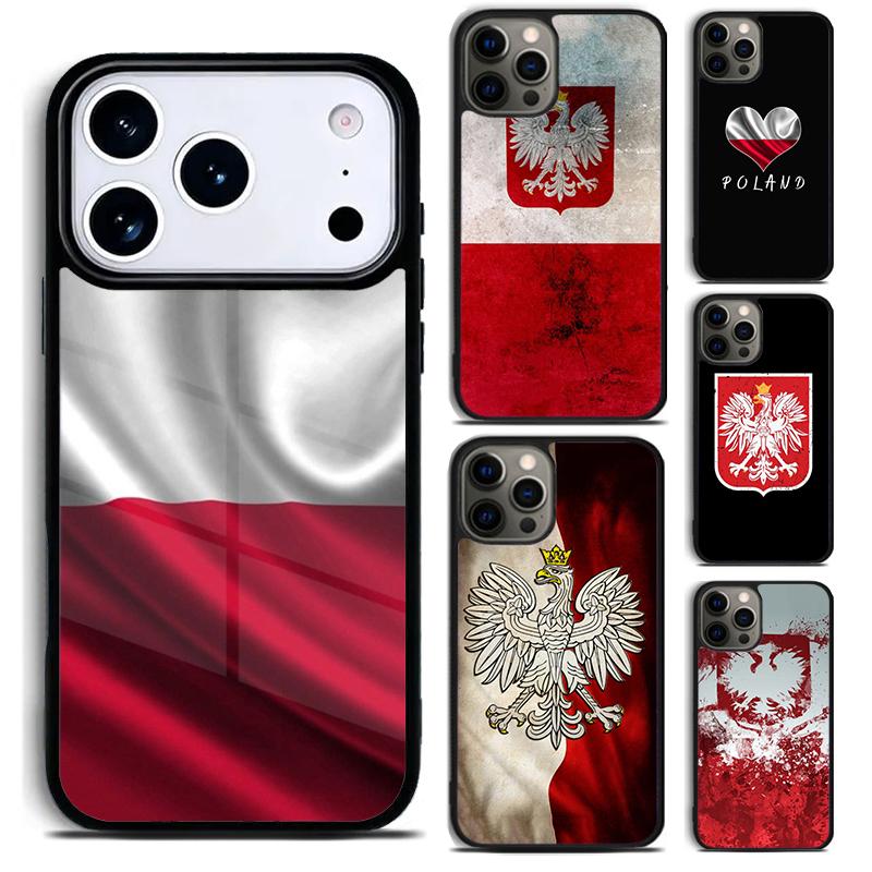 Чехол для телефона с флагом Польши для iPhone 17 16 15 Pro Max Air 14 13 12 11 Plus Ударопрочный Чехол Capa