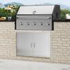 BBQ Access Door, 889x610 mm Double Outdoor Kitchen Door, Stainless Steel Flush Mount Door, Wall Vertical Door with Handles, for BBQ Island, Grilling