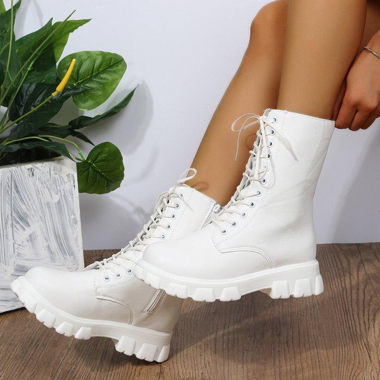 Large Size New Korean Version Of Martens Boots Women Round Platform Fashion Boots Motorcycle Boots Women