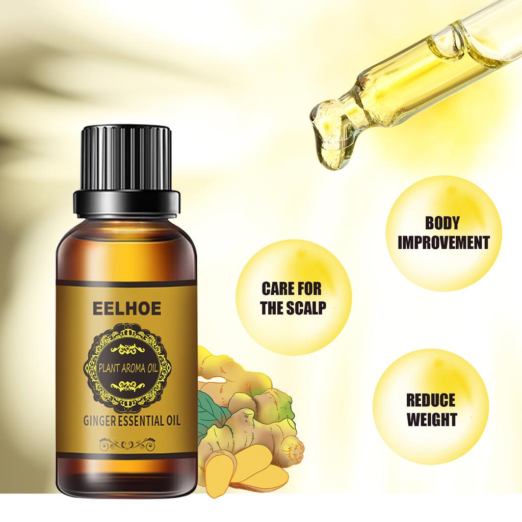 EELHOE Ginger Massage Oil 10ml - Moisturizing Body Oil for Smooth Skin, Hydrating & Nourishing, Natural Essential Oil for Body Massage