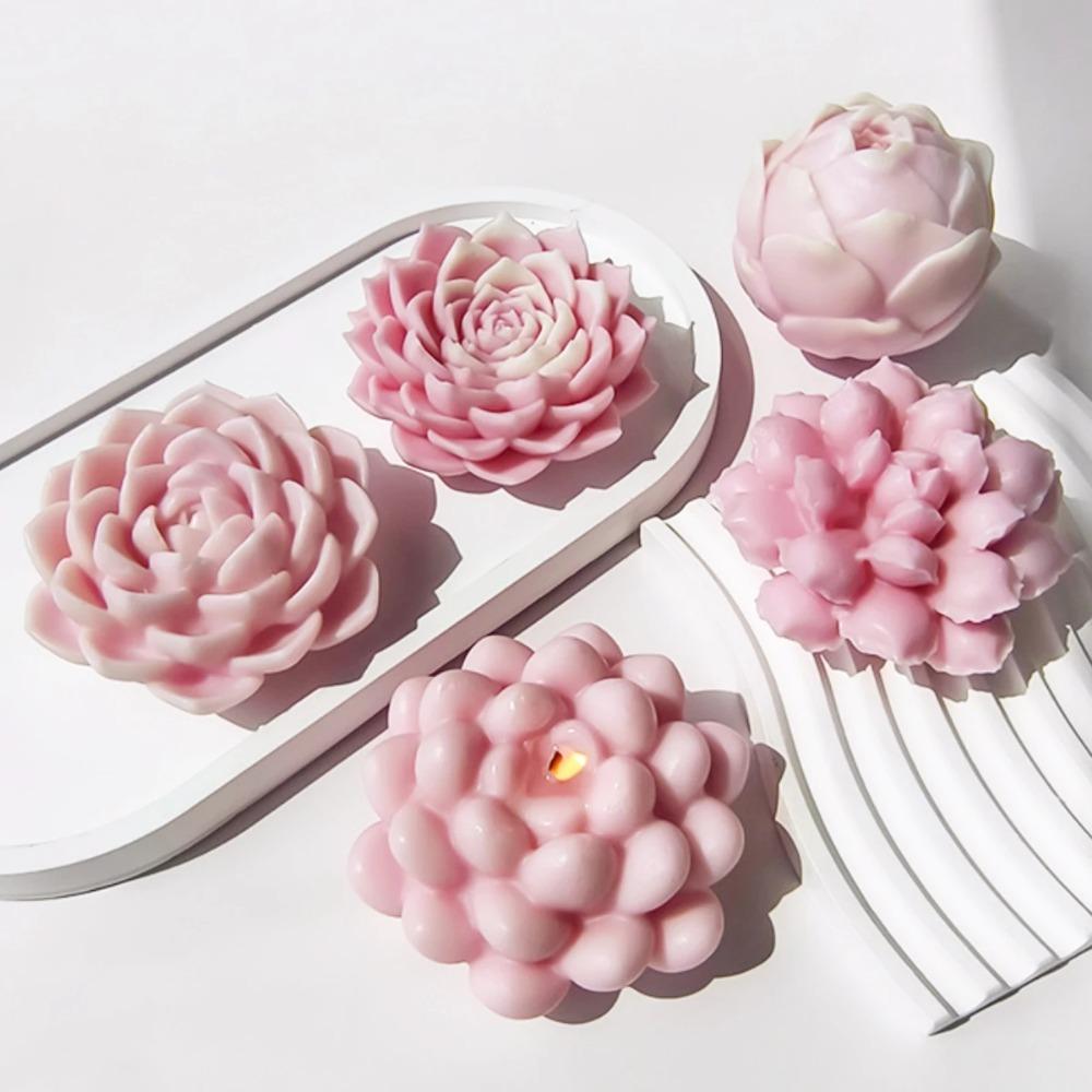 3D Fleshy Succulent Series Candle Silicone Mold DIY Flower Plaster Soap Mold Valentine's Day Gift Handmade Candle Making