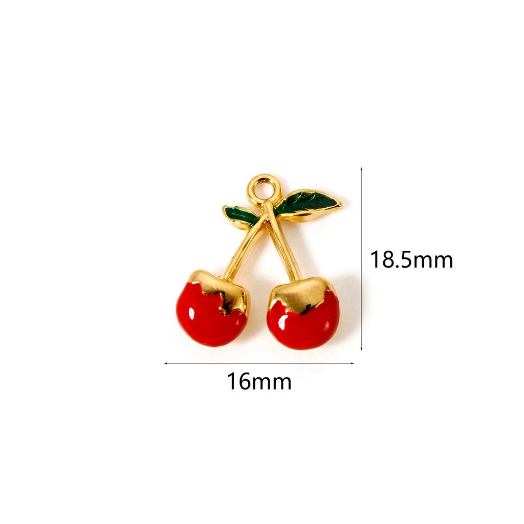 1 шт. Шармы Коллекция Flora из нержавеющей стали 304 С покрытием 18K золотом Красная эмаль Подвески Вишня Клубника Для самостоятельного изготовления ожерелий