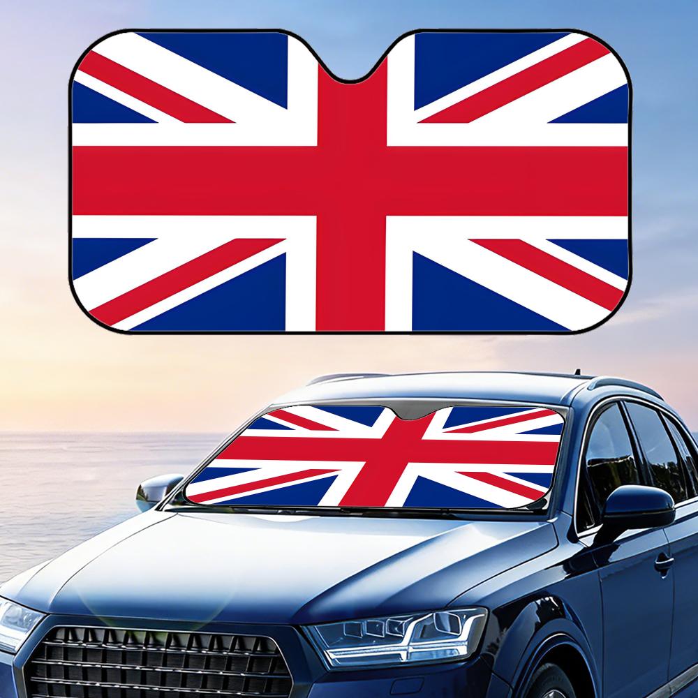 British flag Sun Visor Reusable Aluminum Foil Windshield UV Protection Heat Insulation Cover Sun Visor Shade