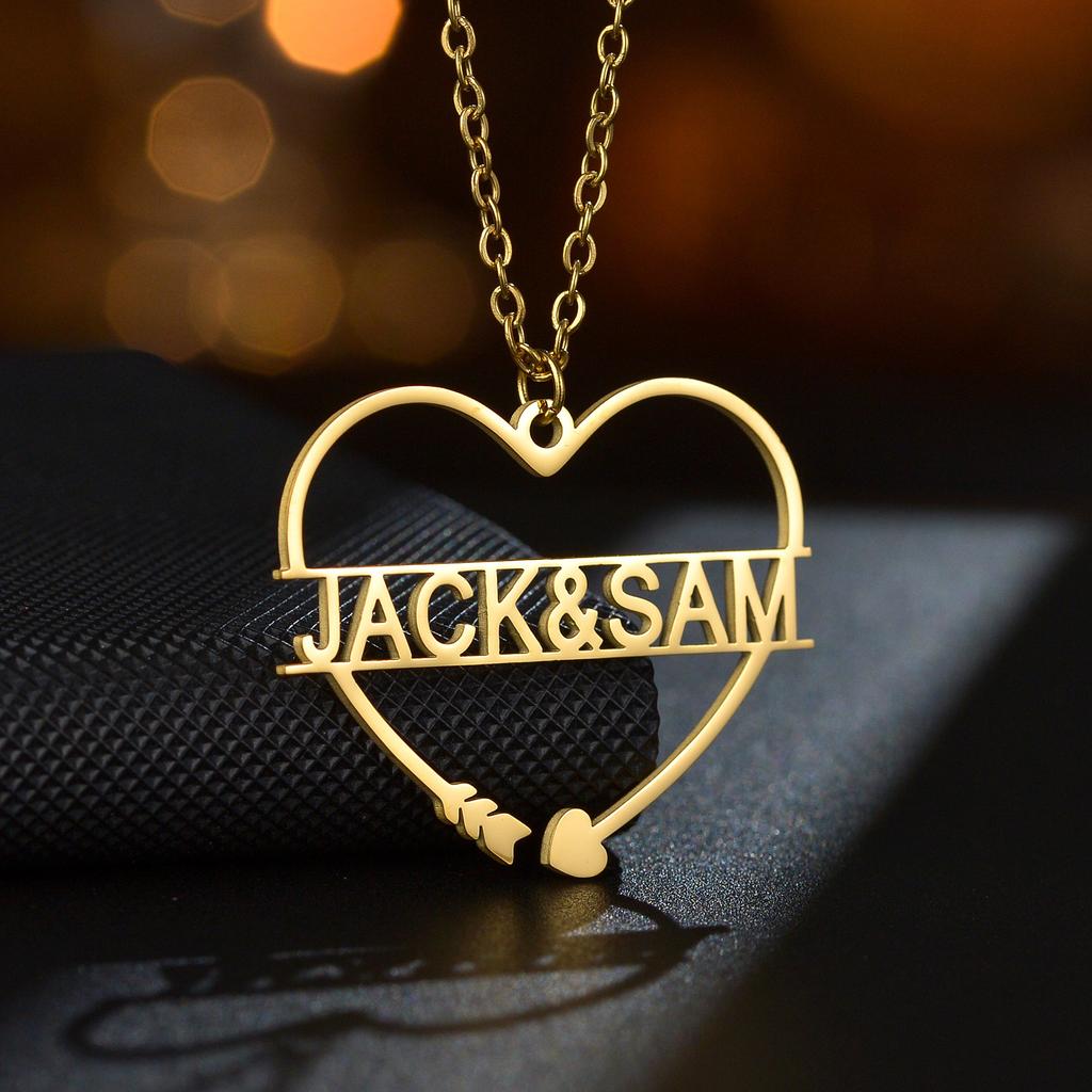 Atoztide Personalized Custom Name Necklaces for Women Unlimited Heart Pendant Stainless Steel Link Chain Christmas Jewelry Gift