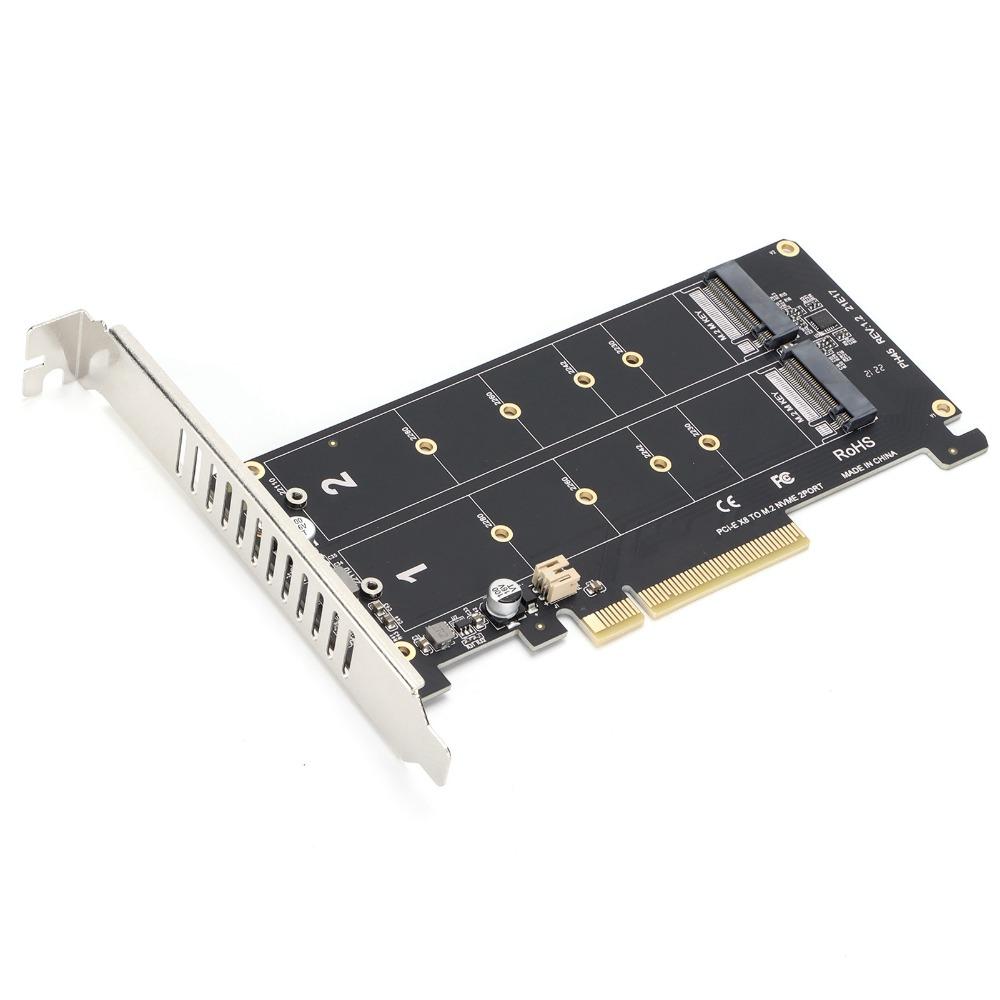 2 X 32Gbps M.2 SSD PCIE X8 M Key Hard Drive Converter Dual Port M.2 NVMe Adapter Card PC Upgrade