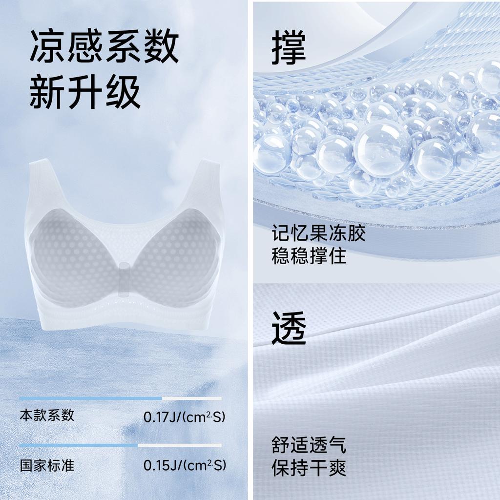 Large breasts show small underwear, women's full cover, thin summer cool feeling, breathable and seamless, beautiful back without steel ring
