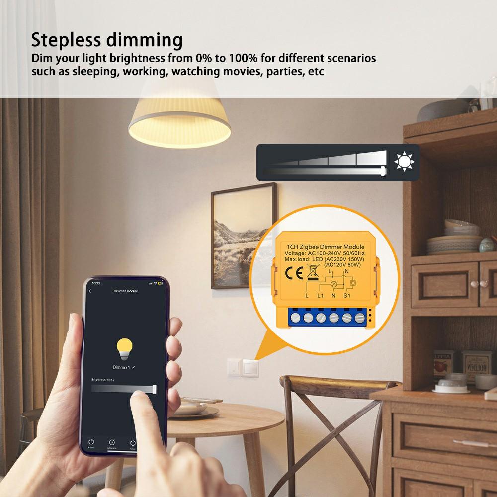 DMS16-1 Channel WiFi Zigbee Dimmer Switch Module Smart Lighting Control Wireless Remote Tuya Smart Home Device