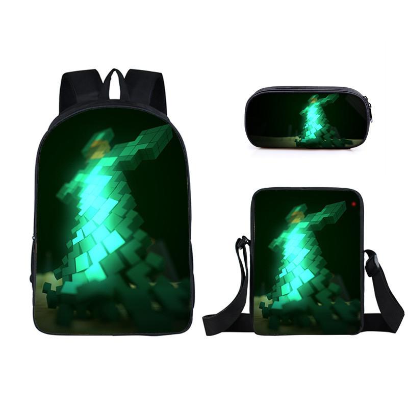 Minecraft Cartoon Game Character Printed Children Large Backpack Capacity