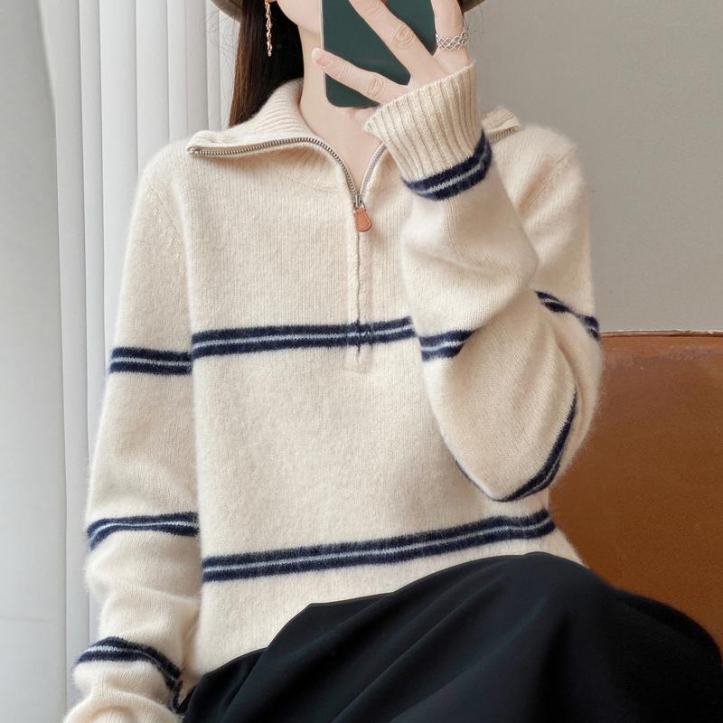 Women Sweater 100% Wool TIDENOVEL Turtleneck Knit Pullover Turn-down Collar Thick Winter Jumpers Female Knit Tops