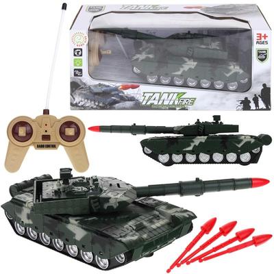 Remote Controlled Tank with Launcher, Cannon, Light, Sound