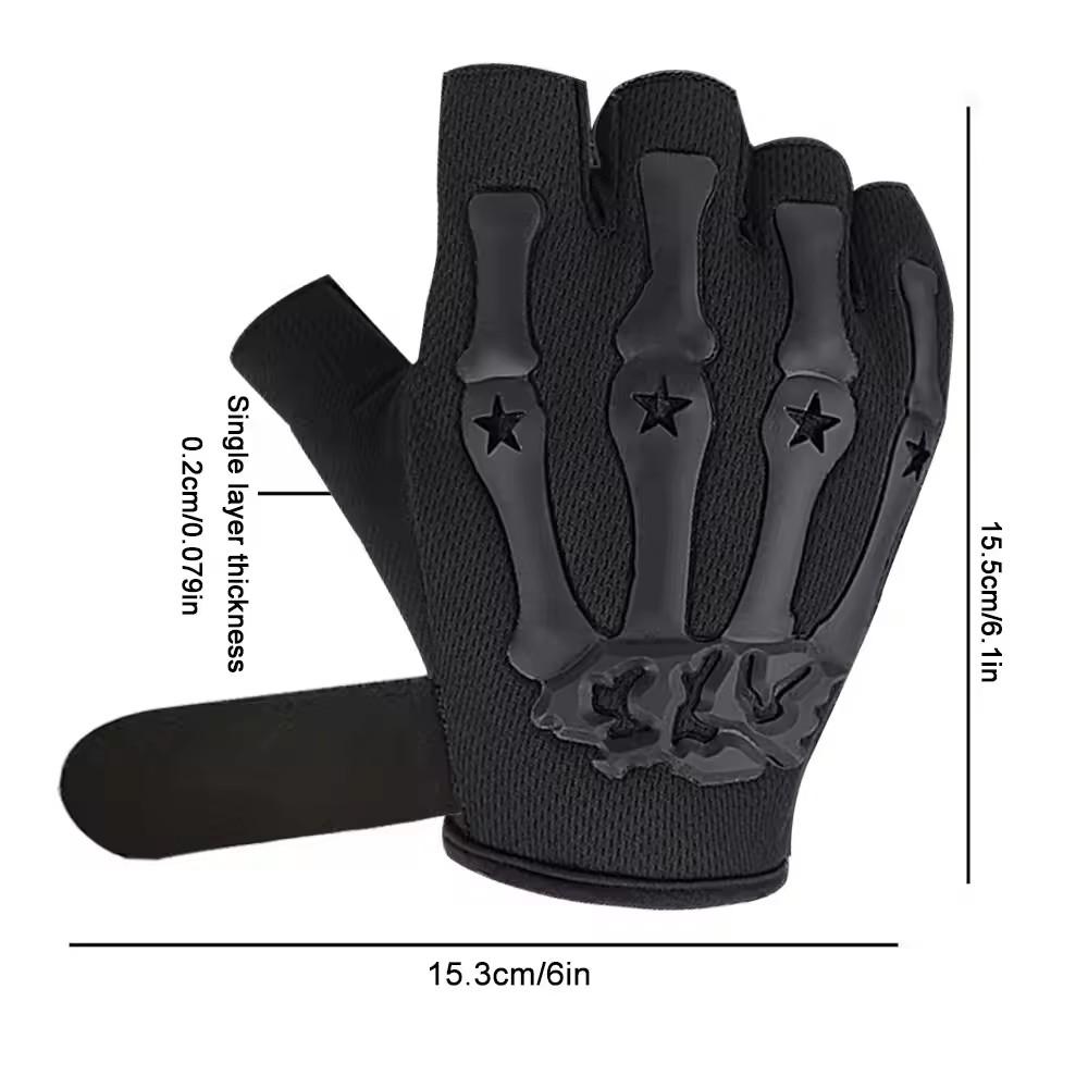 Five Pointed Star Skeleton Tactical Gloves for Men Outdoor Cycling Anti Slip Breathable Half Finger Gloves for Fitness Exercise