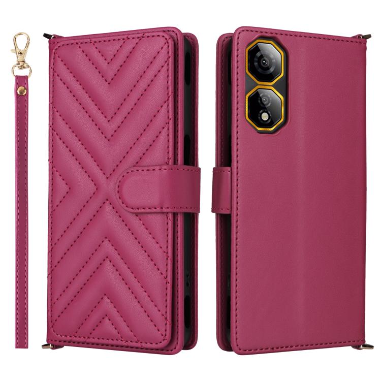 Multifunctional 6-Card Slots Leather Phone Case with Wrist Strap