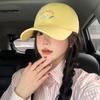 Fashion Cute Cat Embroidery Baseball Cap Women In Soft Yellow Size Adjustable