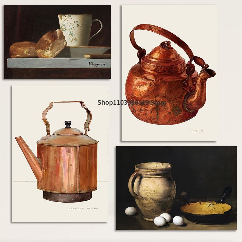 Натюрморт Завтрак Еда Столовая Кухня Коттеджкор Искусство Постер Холст Живопись Настенные Принты Картина для Комнаты Домашний Декор