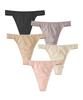 Nissen Cotton Blend Nude LL Women's T-Back Panties, Stretch, 5-Pack, Color,