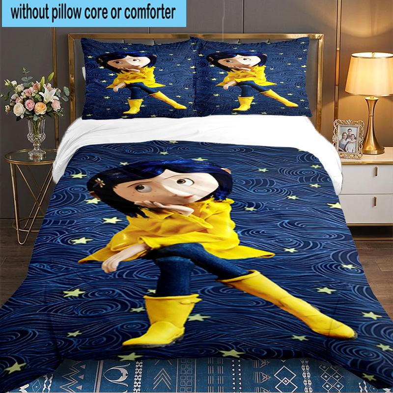 Nighttime Adventure Doll 3pcs Bedding Set,Including 1pc Duvet Cover And 2pcs Pillowcases Perfect Gift for Christmas,Ideal for Bedroom, Dormitory