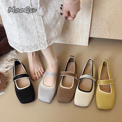 Модные Новые Женские Одинарные Туфли Модные Квадратный Носок Удобные Сетчатые Лоферы на Плоской Подошве Ремешок с Пряжкой Плетеные Туфли Дышащие Повседневные Мягкая Подошва