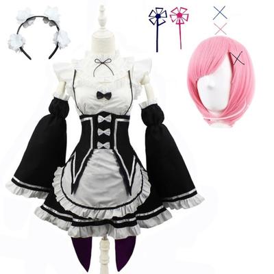 Аниме Ram Rem Lolita Maid Костюмы для косплея Vestido Re:Zero Kara Hajimeru Isekai Seikatsu костюмы на Хэллоуин для женщин платье Лоли
