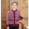 Autumn and Winter Velvet Thickened Spring and Autumn Grandma Knitted Sweater Clothes Middle Old Girl Mother Old Man Sweater Cardigan Jacket