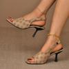 Новые стильные сандалии с острым носком для женщин в модной и универсальной форме рыбьего рта, на тонком высоком каблуке для женской обуви