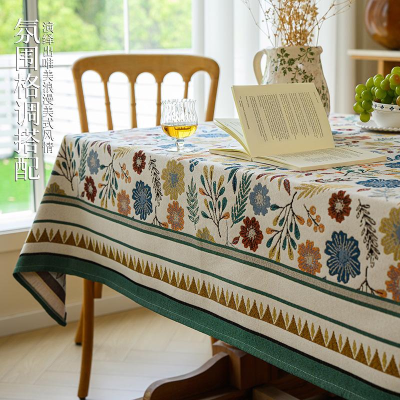 French Pastoral Embroidered Tablecloth High-End Dining Table Square Table Round Table Coffee Table Rectangular Tablecloth Dining Table Cloth