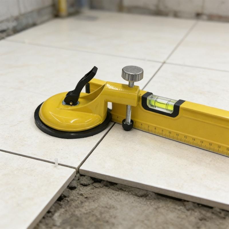 Metal Suction Cup Leveler for Perfect Tile Placement on Floor and Wall Surfaces in Construction Work