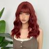 Средней длины красный, коричневый, блондин, оранжевый, волнистый парик с челкой, синтетические парики из натуральных волос для косплея для женщин, повседневный термостойкий парик