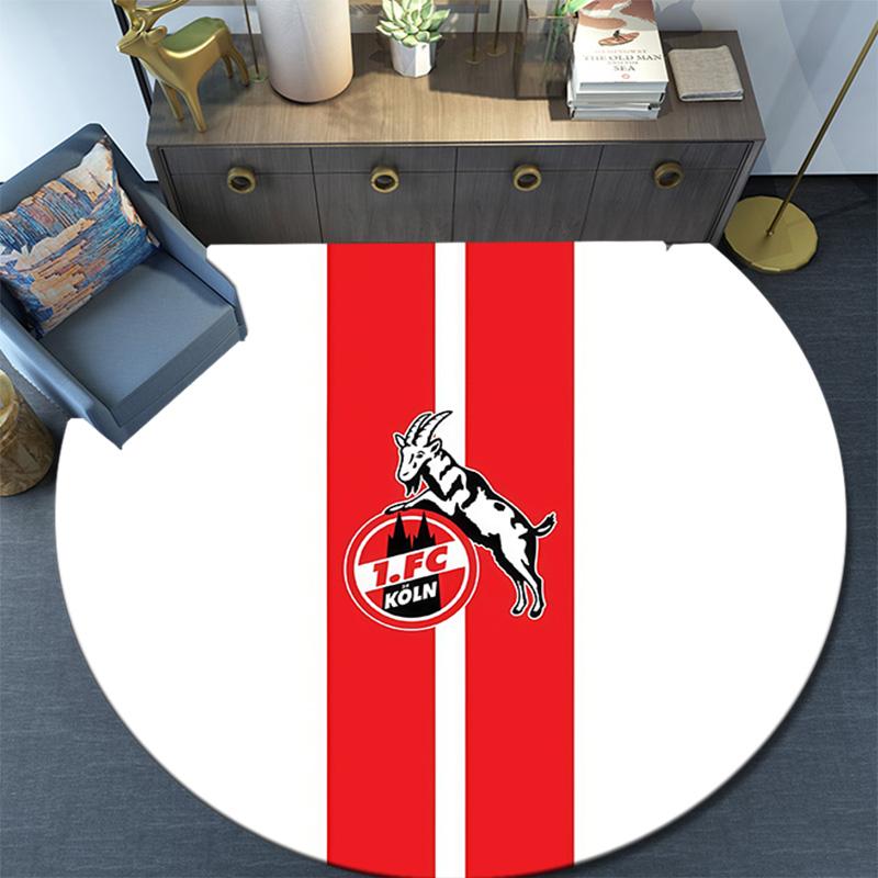 1. Круглый ковер FC Köln, Ковер для гостиной, спальни, дивана, игровой комнаты, Нескользящий коврик для пола