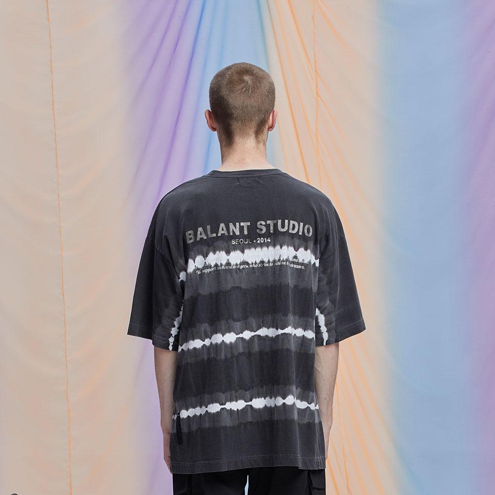 Футболка BALANT с принтом Tie-Dye и надписью Wave Foam - Темно-серый