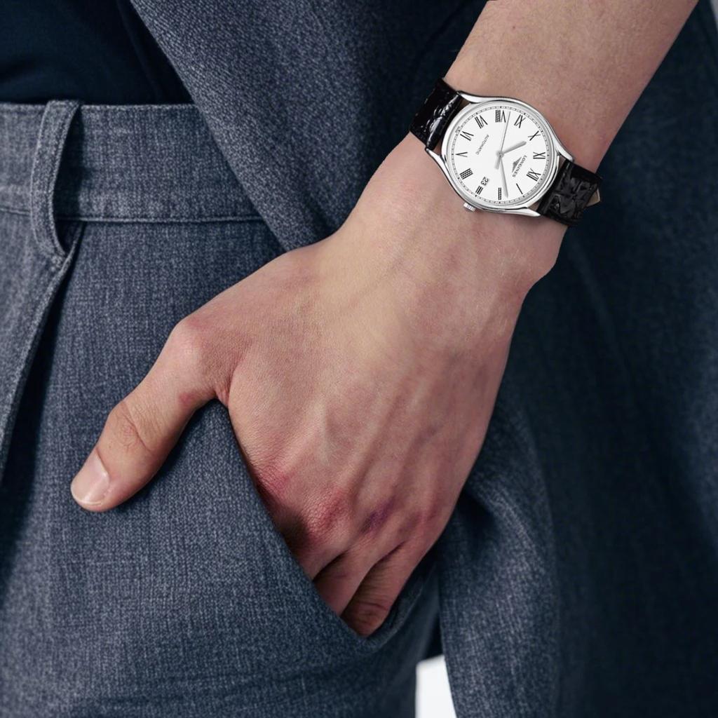 Longines Серия Lyre Автоматический Механический Механизм Классические Универсальные Модные Часы 38.5мм Белый Циферблат Корпус из Нержавеющей Стали Кожаный Ремешок L4.960.4.11.2