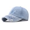 Fashionable Damaged Design Neutral Sunshade Denim Baseball Hat For Outdoor