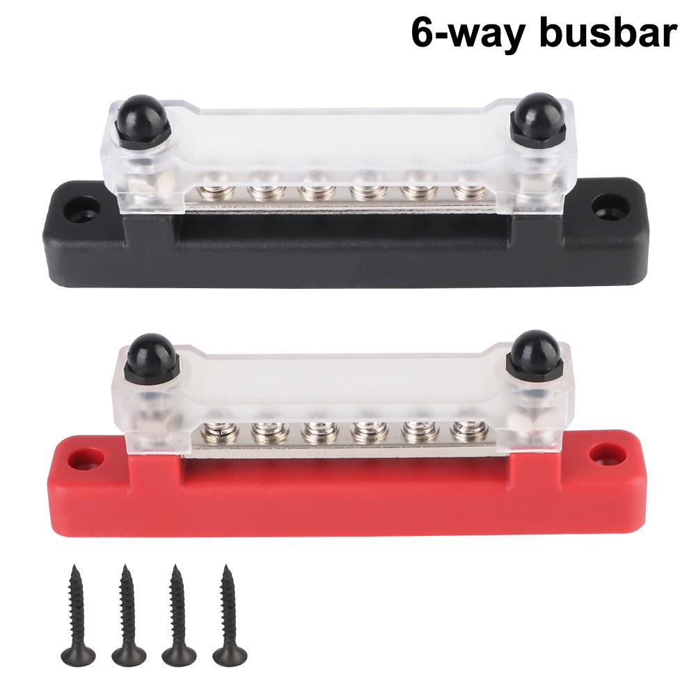 Circuit Busbar Plug 48V 150A DC Bus Bar Power Distribution Block 6 Ways Electro Junction For Boat Truck RV Caravan Car