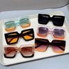 Gradient Color Splicing Box Sunglasses New Fashionable Glasses  Korean Style Trendy Simple And Versatile Uv Resistant Sunglasses