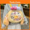 Cute Cookieann Transparent Design Plush Backpack Bow Decoration For Use Daily