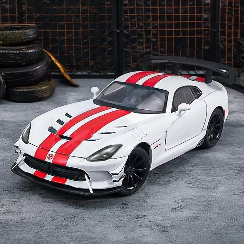 1/24 Dodge Viper ACR SRT Модель спортивного автомобиля из сплава Литой металл Гоночные автомобили для трека Модель автомобиля Звук и свет Детская игрушка Подарок