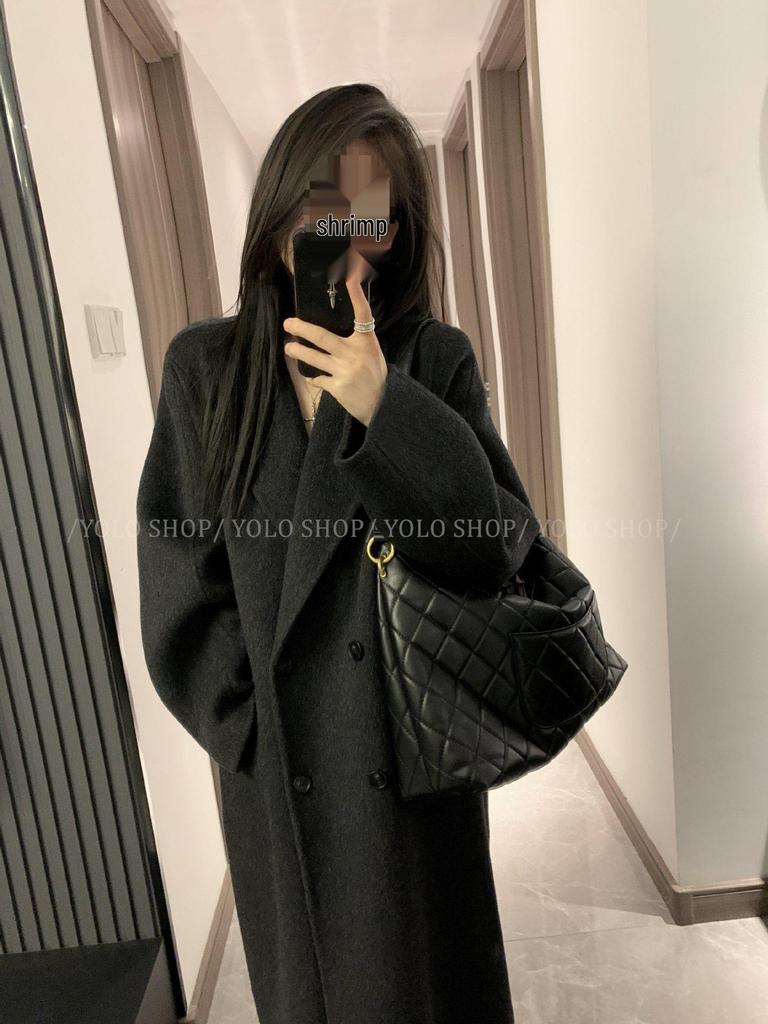 YOLO SHOP Премиальное двустороннее шерстяное пальто, стандартное плечо, утолщенный кашемир для осени/зимы, маленький размер.