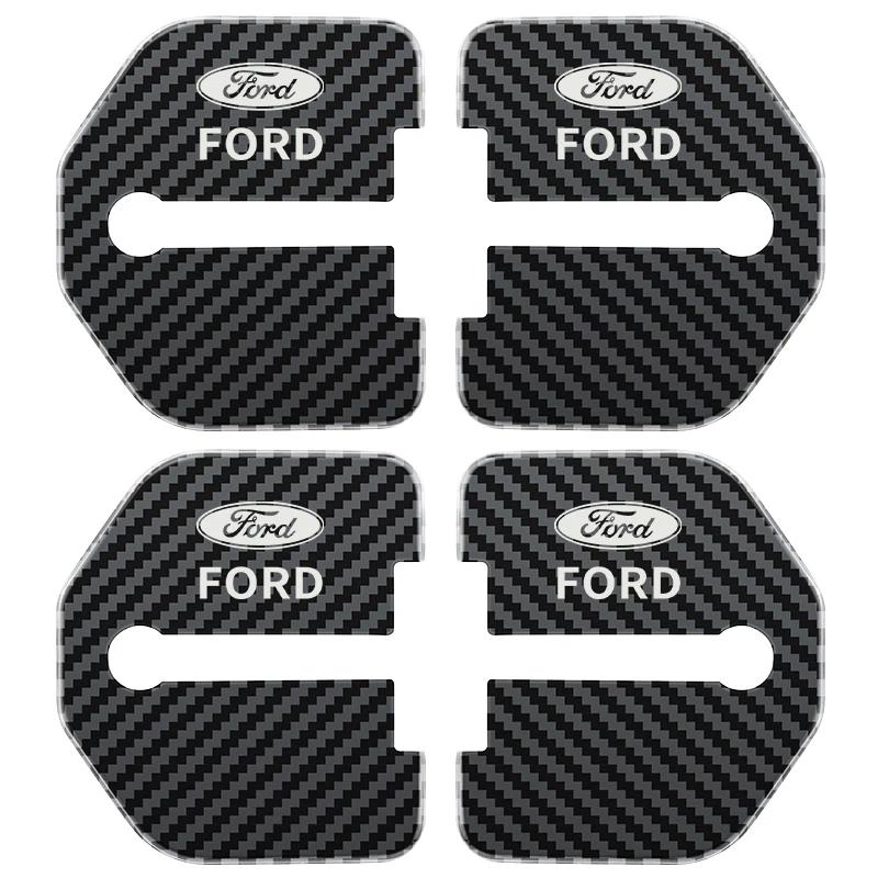 Car Sticker 4pcs Door Lock Decoration Protection Cover Emblem case for Ford Kuga Territory Focus RS Escort Fiesta Mondeo Accesso