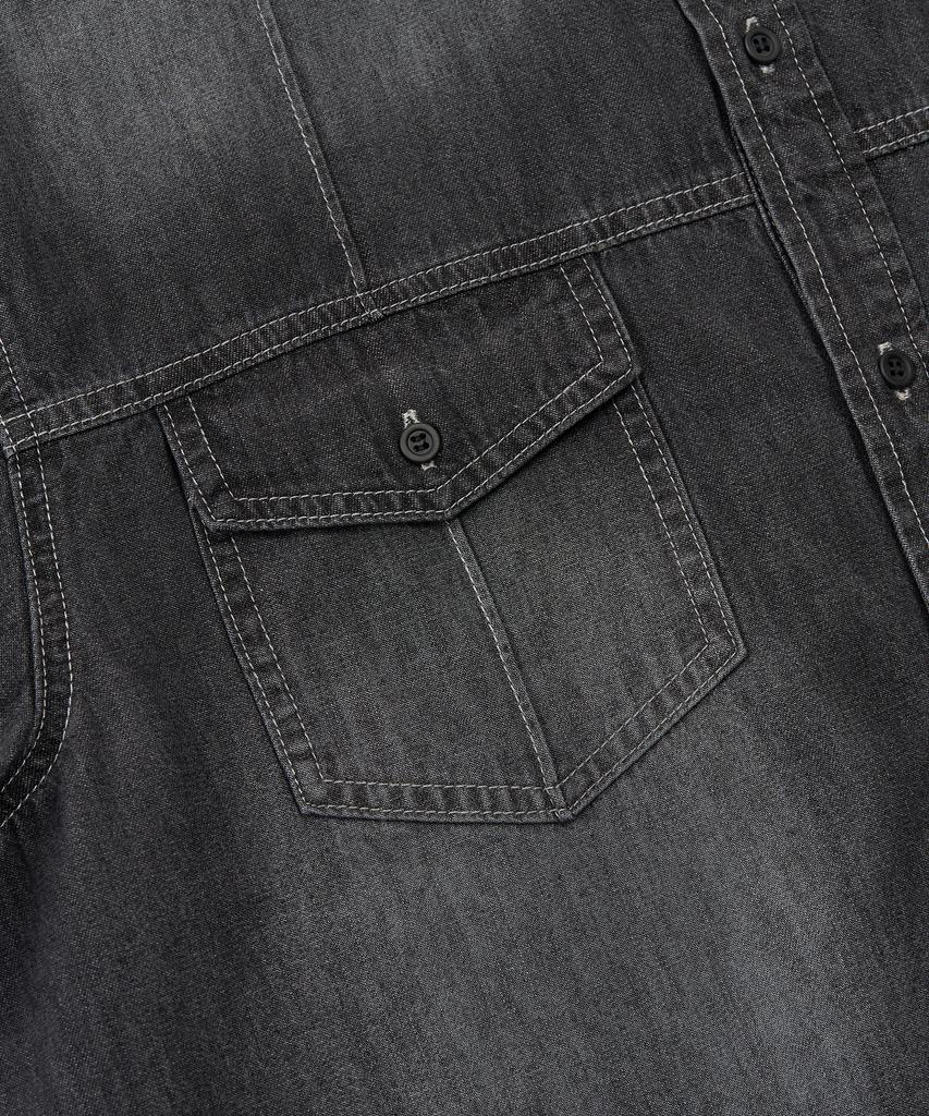 TOFFEE Pintuck Half Denim Shirt (Deep Grey)