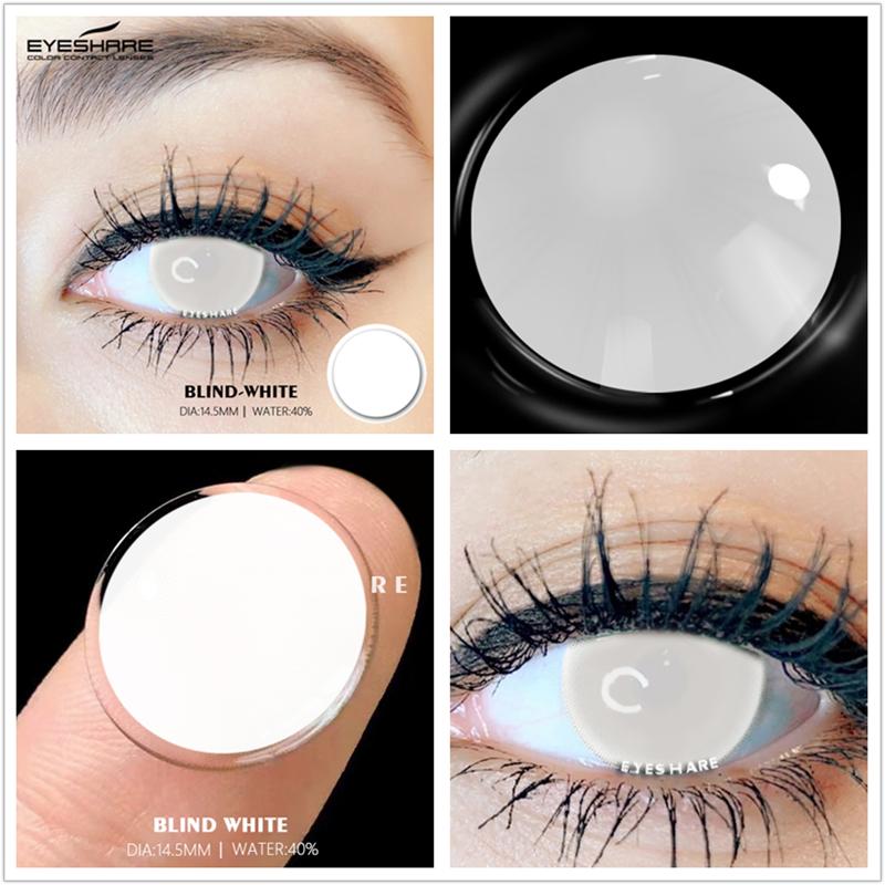 Eyeshare 1Pair Color Contact Lenses for Eyes Multicolored Lenses Anime Cosplay Eye Contacts Halloween White Black Lenses Yearly